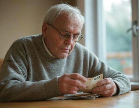 Pensioner counting money