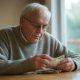 Pensioner counting money