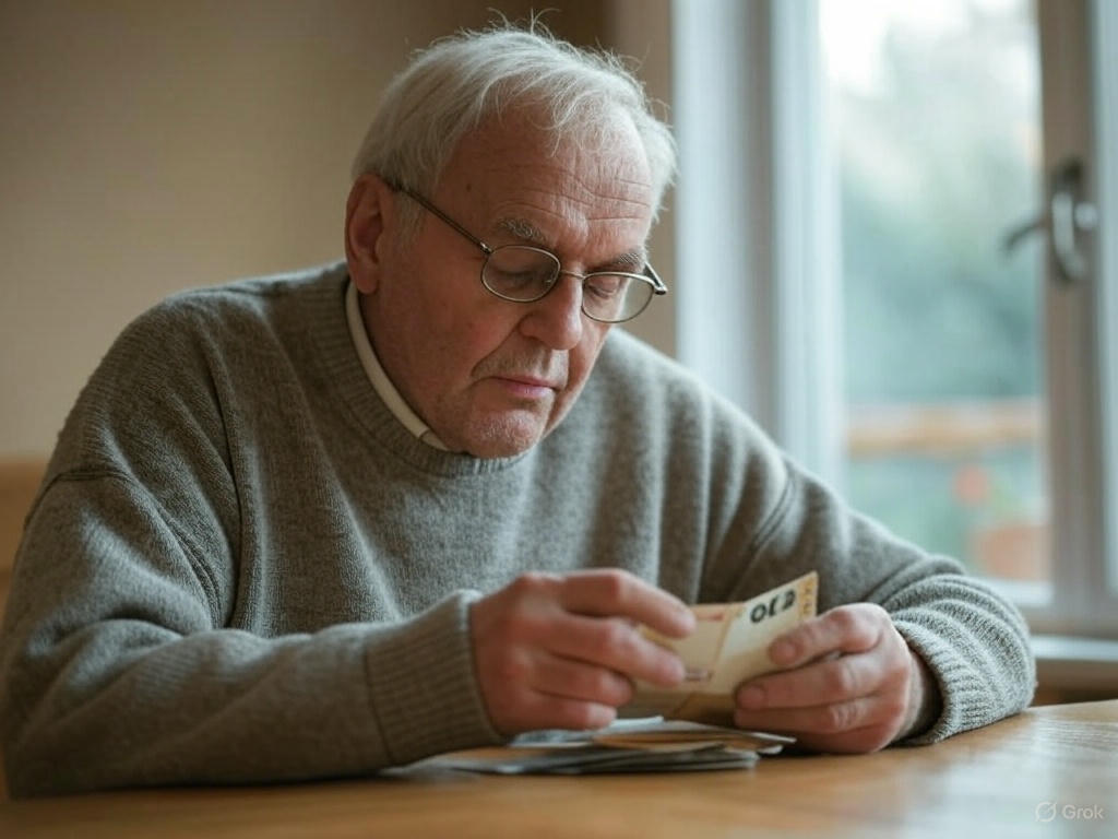 Pensioner counting money