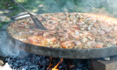 Preparing paella