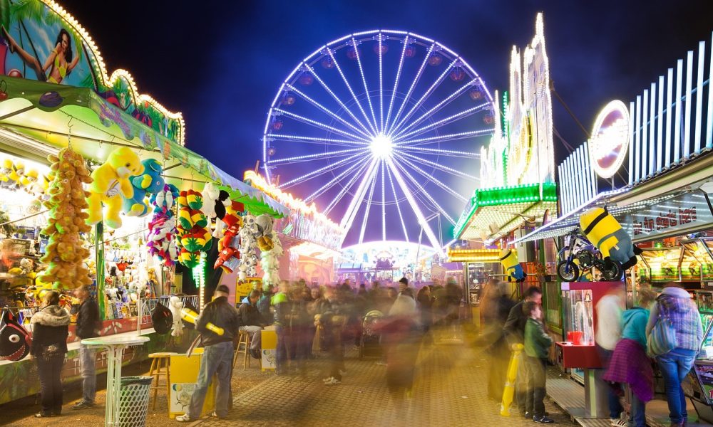 ferris wheel, fair, ride, folk festival, prater, night, fairground, happy, multicoloured, entertainment, hype, pleasure, colorful, people, fair, prater, prater, fairground, fairground, fairground, fairground, fairground