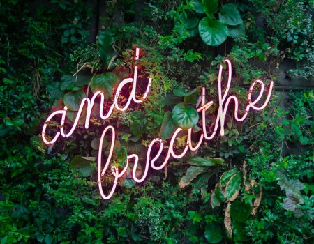 and breathe neon sign on tre