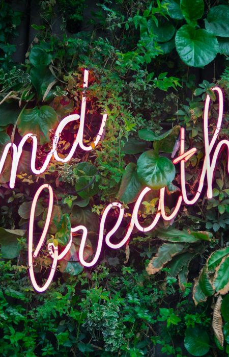 and breathe neon sign on tre