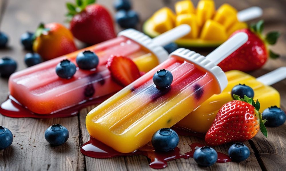 Homemade fruit ice lollies for the beach