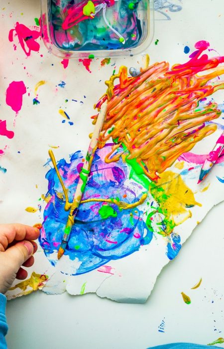 flat lay photography of paintings
