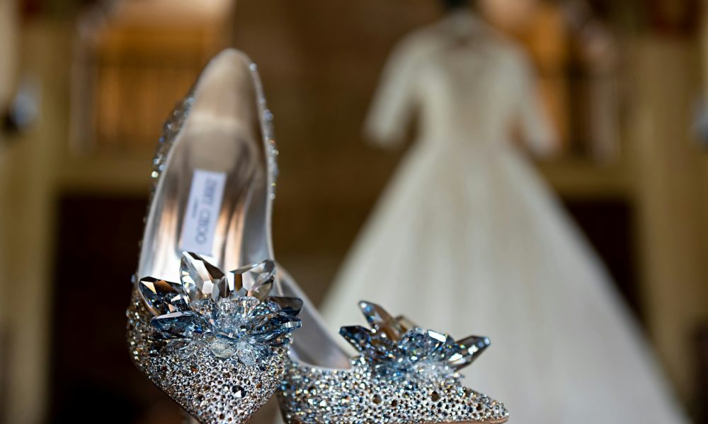 a close up of a pair of shoes on a table
