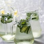 clear glass pitcher with content