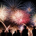 yellow, red and blue fireworks