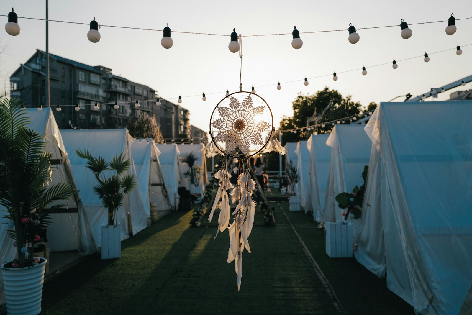 white and brown hanging lantern