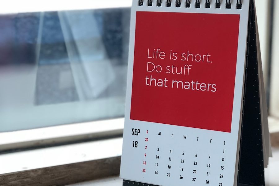 spiral freestanding calendar on white surface