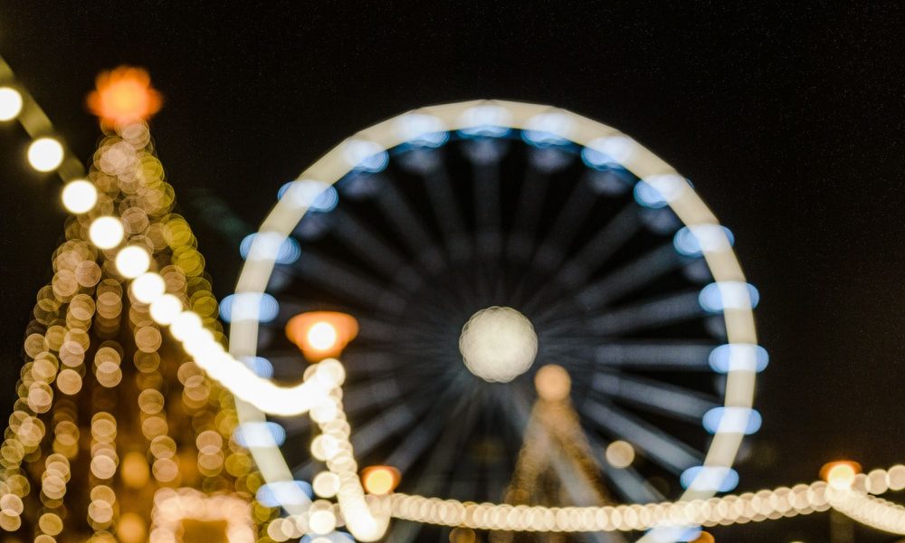 white ferris wheel during night