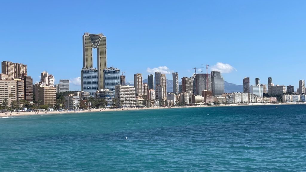 a city skyline across the water