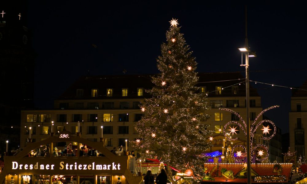 Christmas tree at a night market
