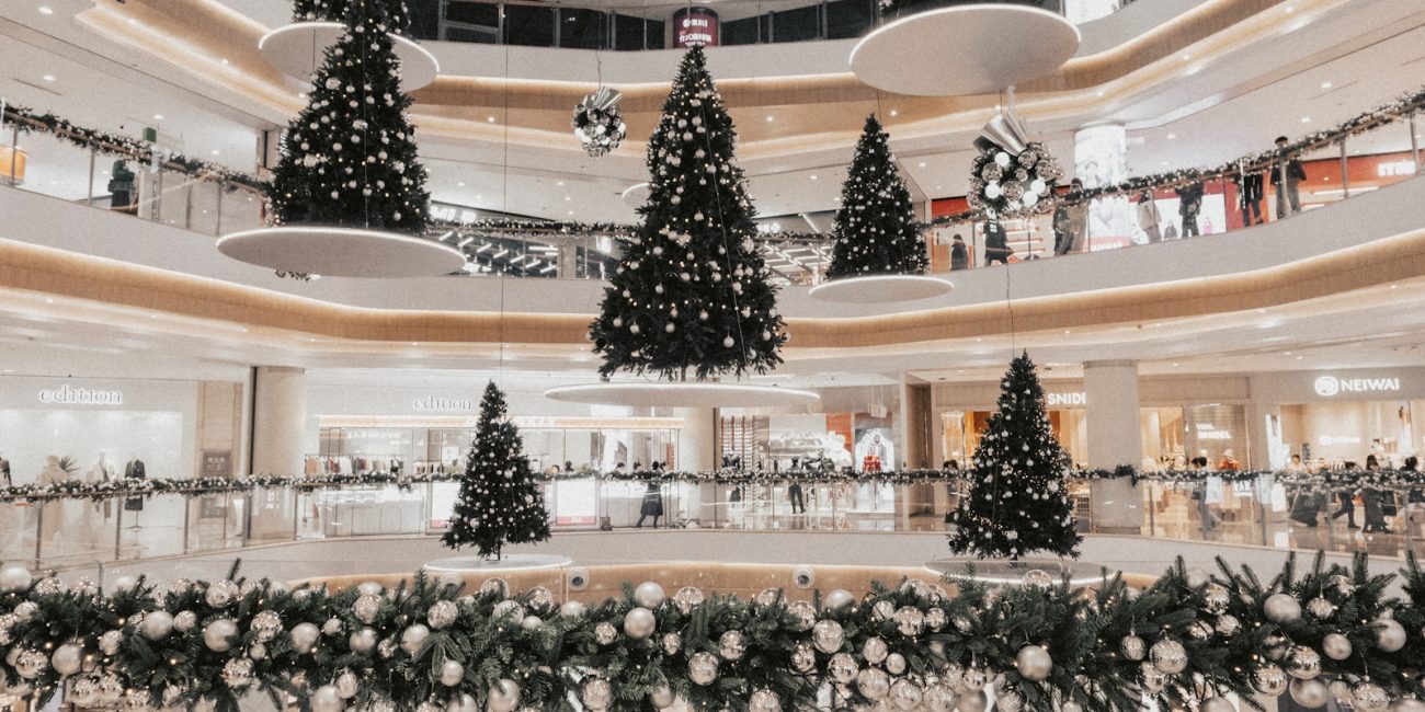 a christmas display in a shopping mall