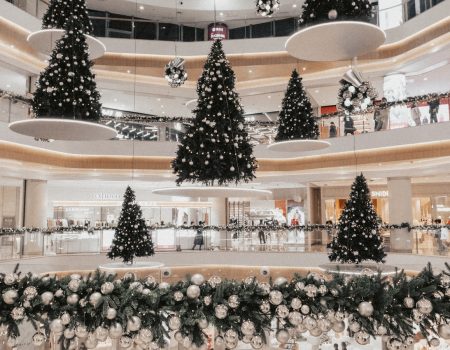 a christmas display in a shopping mall
